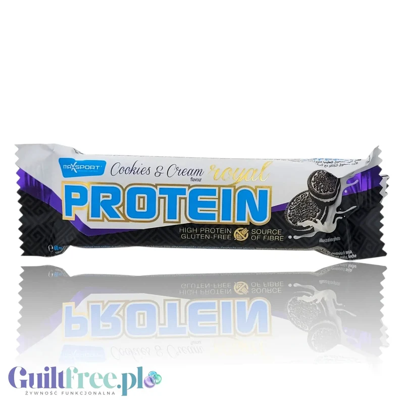 MaxSport Protein Bar Cookie – bezglutenowy baton proteinowy o smaku ciasteczkowym w białej polewie