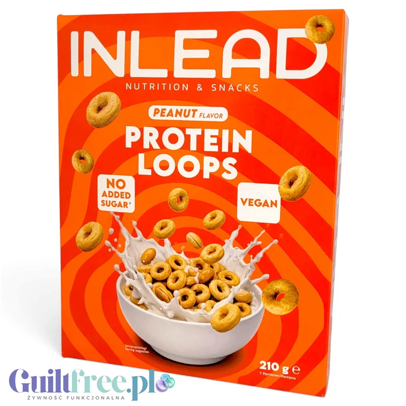 Inlead Protein Loops Peanut Flavor - wegańskie proteinowe kółeczka śniadaniowe bez cukru i glutenu