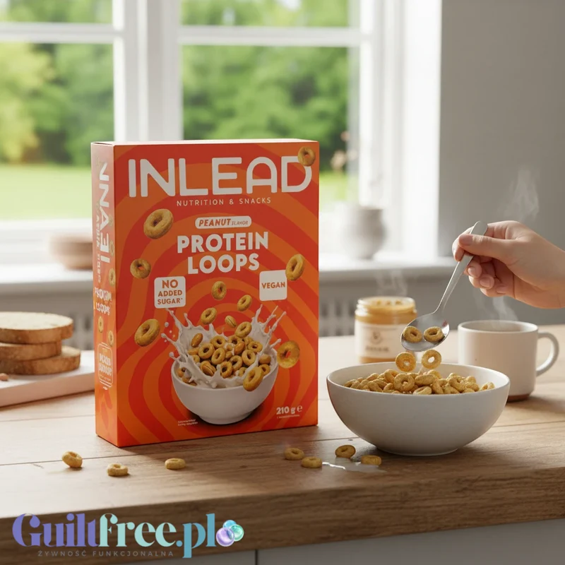 Inlead Protein Loops Peanut Flavor - wegańskie proteinowe kółeczka śniadaniowe bez cukru i glutenu