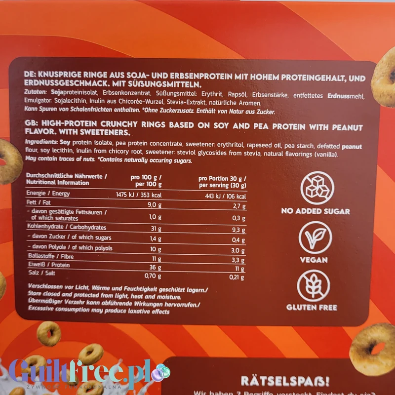 Inlead Protein Loops Peanut Flavor - wegańskie proteinowe kółeczka śniadaniowe bez cukru i glutenu