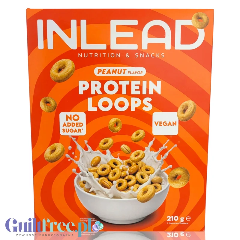 Inlead Protein Loops Peanut Flavor - wegańskie proteinowe kółeczka śniadaniowe bez cukru i glutenu