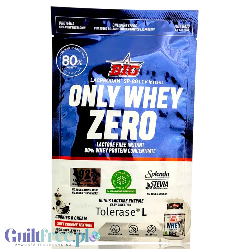 BIG® Only Whey Zero Cookies & Cream - saszetka 30g wybitna odżywka białkowa z WPC Lacprodan