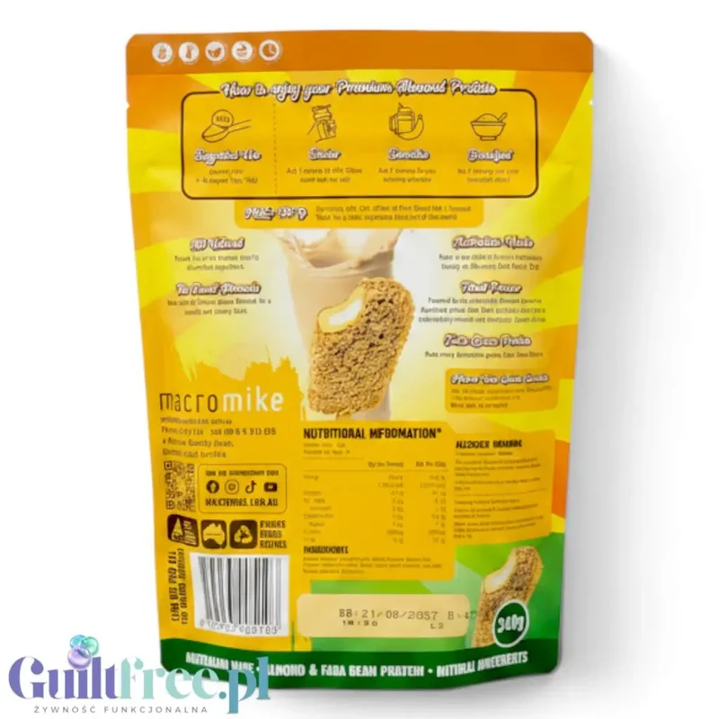 Macro Mike Almond Plant Protein, Golden Gaytime, 240g - wegańska migdałowa odżywka białkowa bez glutenu, mleka i sukralozy