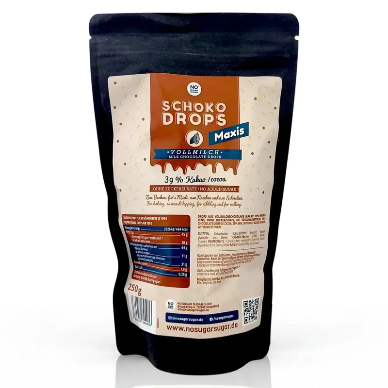 NO SUGAR SUGAR Schoko Drops 39% - dropsy z mlecznej czekolady bez cukru z erytrolem i stewią