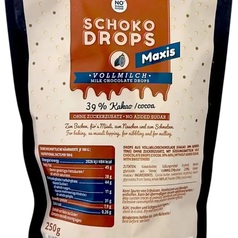 NO SUGAR SUGAR Schoko Drops 39% - dropsy z mlecznej czekolady bez cukru z erytrolem i stewią