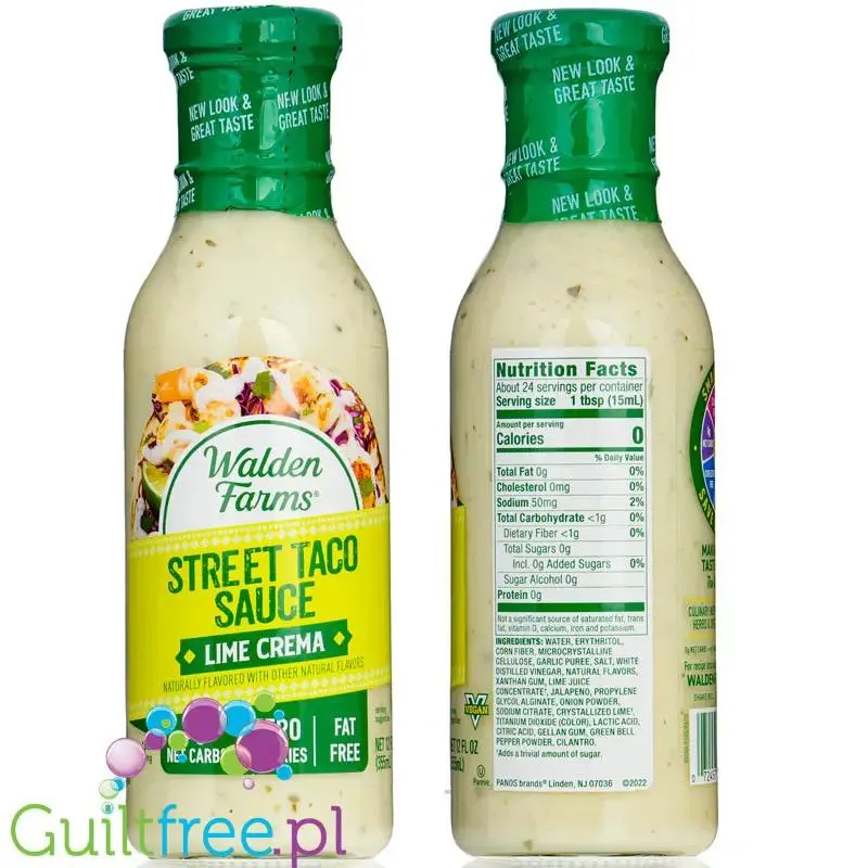 Walden Farms Street Taco Sauce Lime Crema USA - dressing czosnkowo-limonkwy 0kcal ze stewią i erytrolem