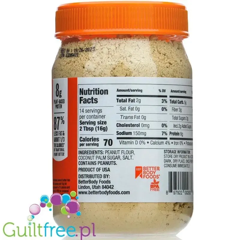 BetterBody Foods PB Fit Peanut Butter Powder 227g odtłuszczone masło orzechowe w proszku