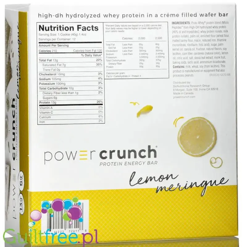 Power Crunch Lemon Meringue BOX x 12 - wafelek proteinowy z kremem (Cytryna & Śmietanka)