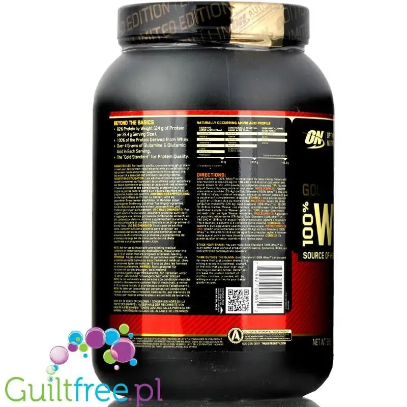Optimum Nutrition, Whey Gold Standard 100% White Chocolate Raspberry 0,9KG