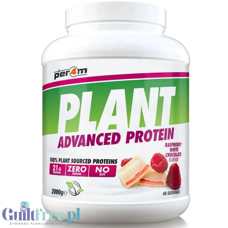 Per4m Plant Advanced Protein Raspberry White Chocolate 2kg - wegańska odżywka białkowa bez soi i glutenu z MCT
