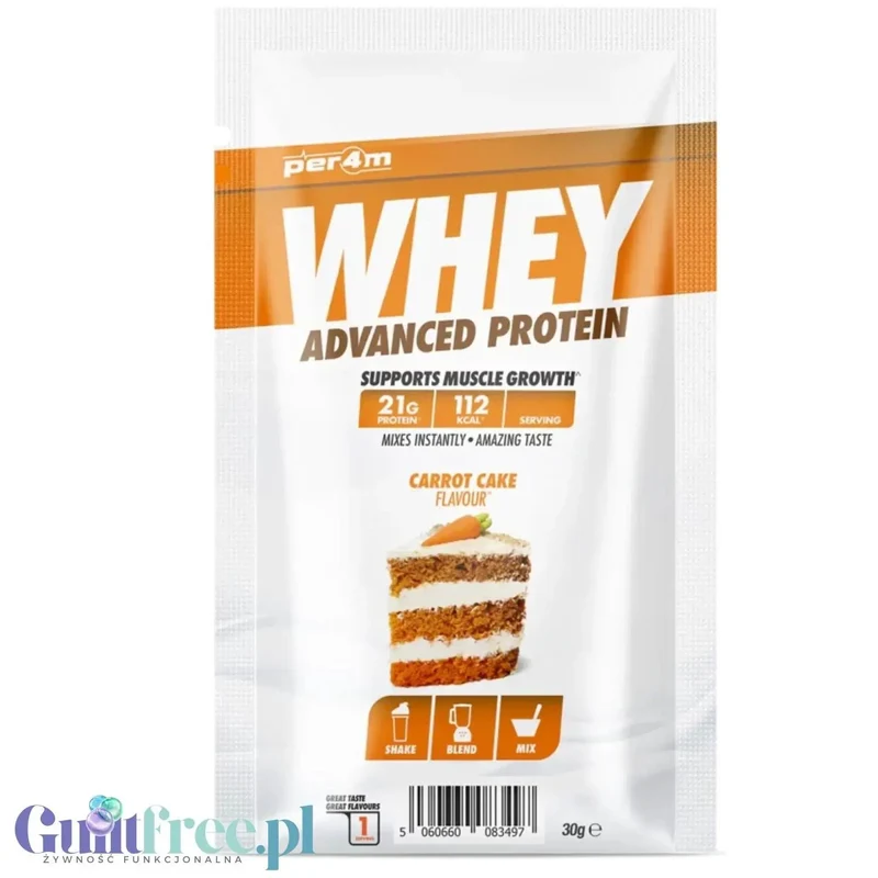 Per4m Whey Advanced Protein Carrot Cake 30g saszetka - gęsta odżywka białkowa WPC, WPI & MPC, Ciasto Marchewkowe