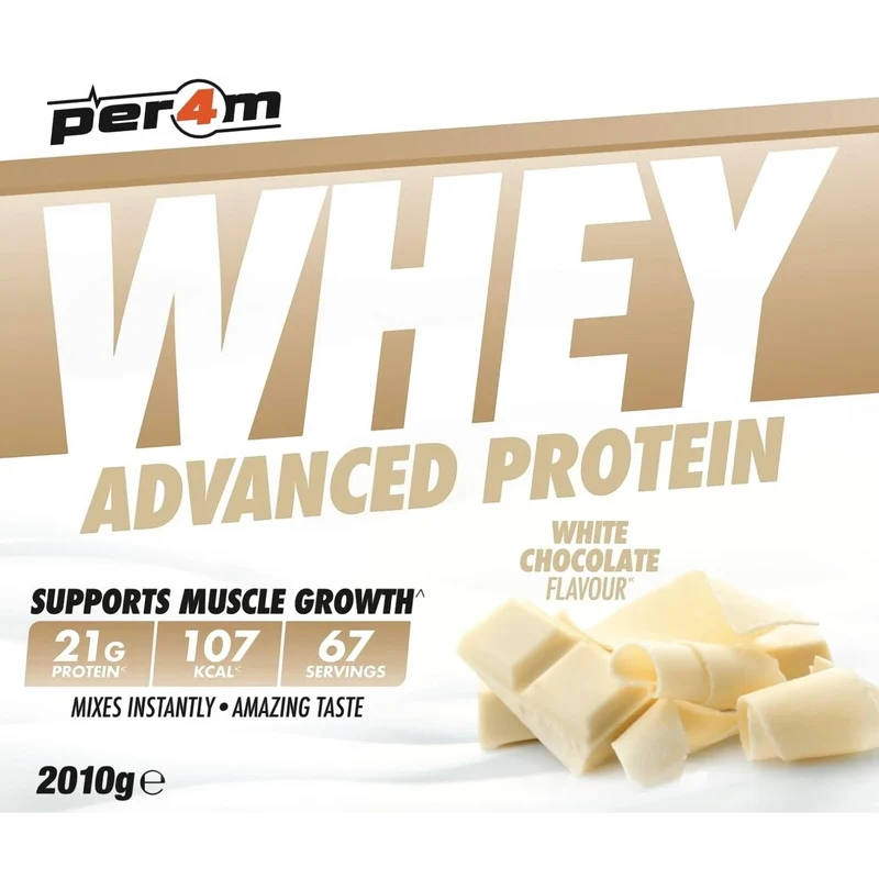 Per4M Whey Advanced Protein White Chocolate 2010g - gęsta odżywka białkowa WPC, WPI & MPC