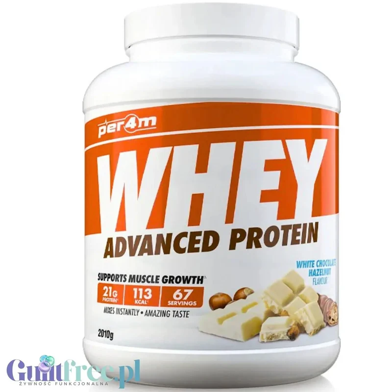 Per4m Whey Advanced Protein White Chocolate Hazelnut 2kg - gęsta odżywka białkowa WPC, WPI & MPC, Biała Czeko & Orzechy laskowe