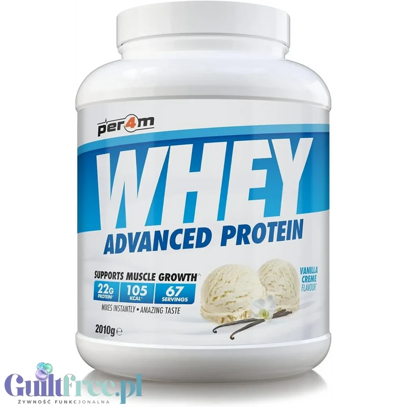 Per4M Whey Advanced Protein Vanilla Creme 2010g - gęsta odżywka białkowa WPC, WPI & MPC, Krem Waniliowy