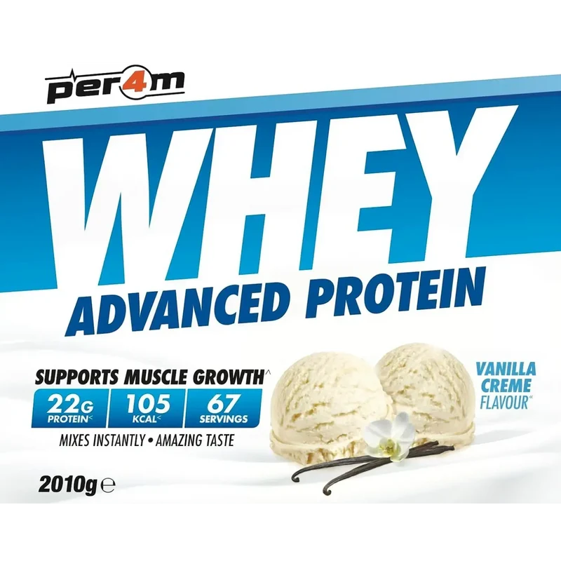 Per4M Whey Advanced Protein Vanilla Creme 2010g - gęsta odżywka białkowa WPC, WPI & MPC, Krem Waniliowy