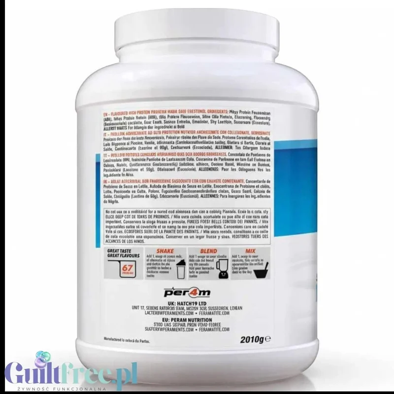 Per4M Whey Advanced Protein Vanilla Creme 2010g - gęsta odżywka białkowa WPC, WPI & MPC, Krem Waniliowy