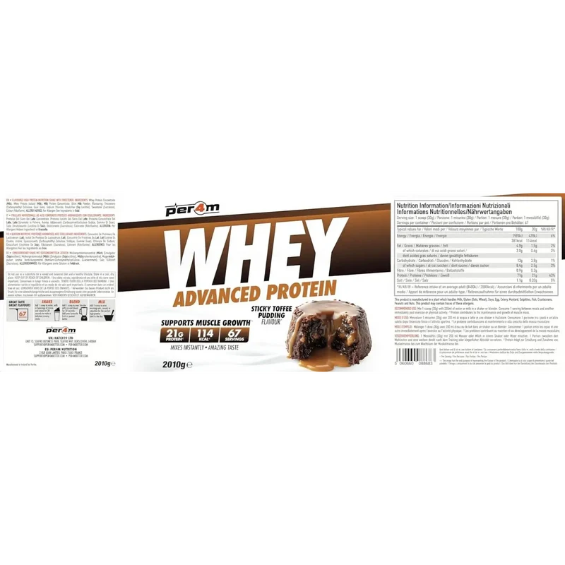 Per4M Whey Advanced Protein Sticky Toffee Pudding 2010g - gęsta odżywka białkowa WPC, WPI & MPC