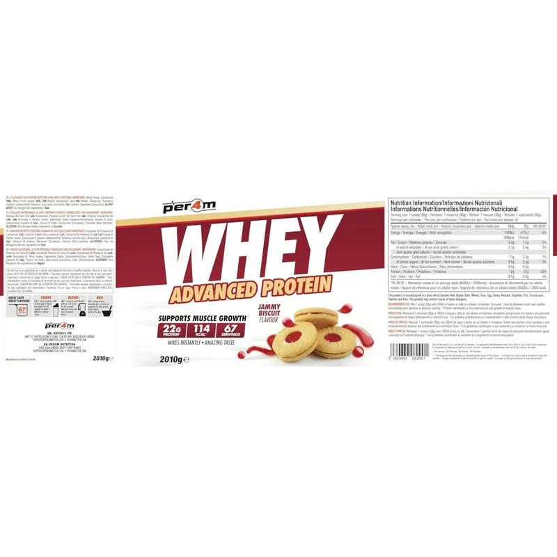 Per4M Whey Advanced Protein Jammy Biscuit 2010g - gęsta odżywka białkowa WPC, WPI & MPC