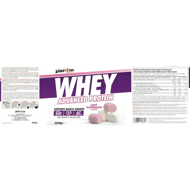 Per4M Whey Advanced Protein Fluffy Marshmallow 2010g - gęsta odżywka białkowa WPC, WPI & MPC