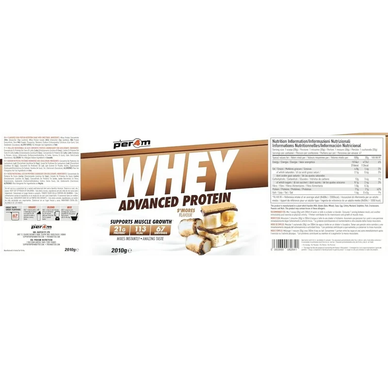Per4M Whey Advanced Protein S'mores 2010g - gęsta odżywka białkowa WPC, WPI & MPC
