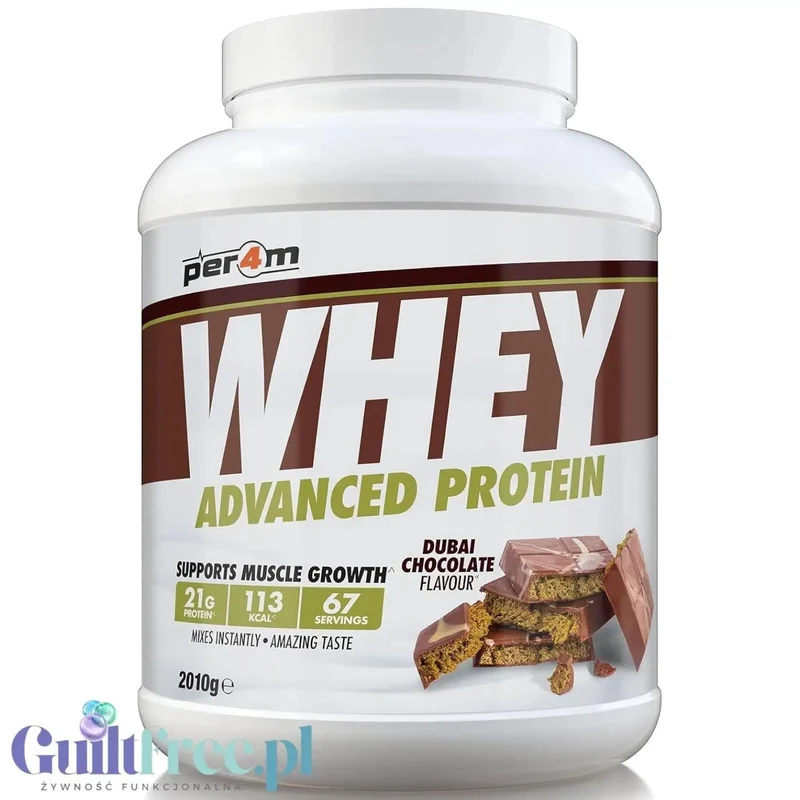 Per4M Whey Advanced Protein Dubai Chocolate 2010g - gęsta odżywka białkowa WPC, WPI & MPC o smaku Dubajskiej Czekolada