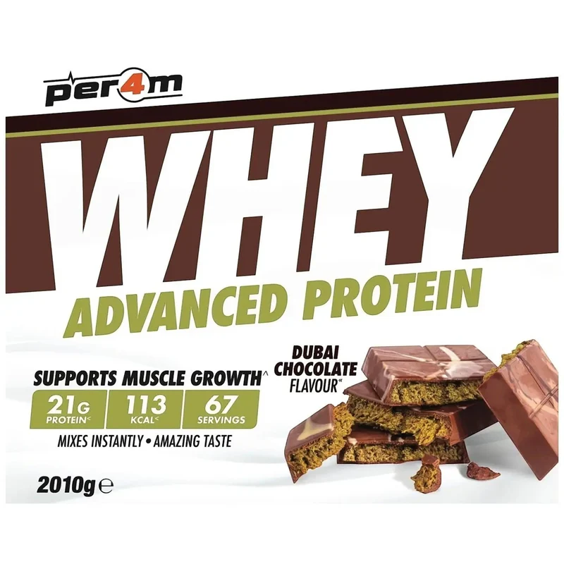Per4M Whey Advanced Protein Dubai Chocolate 2010g - gęsta odżywka białkowa WPC, WPI & MPC o smaku Dubajskiej Czekolada