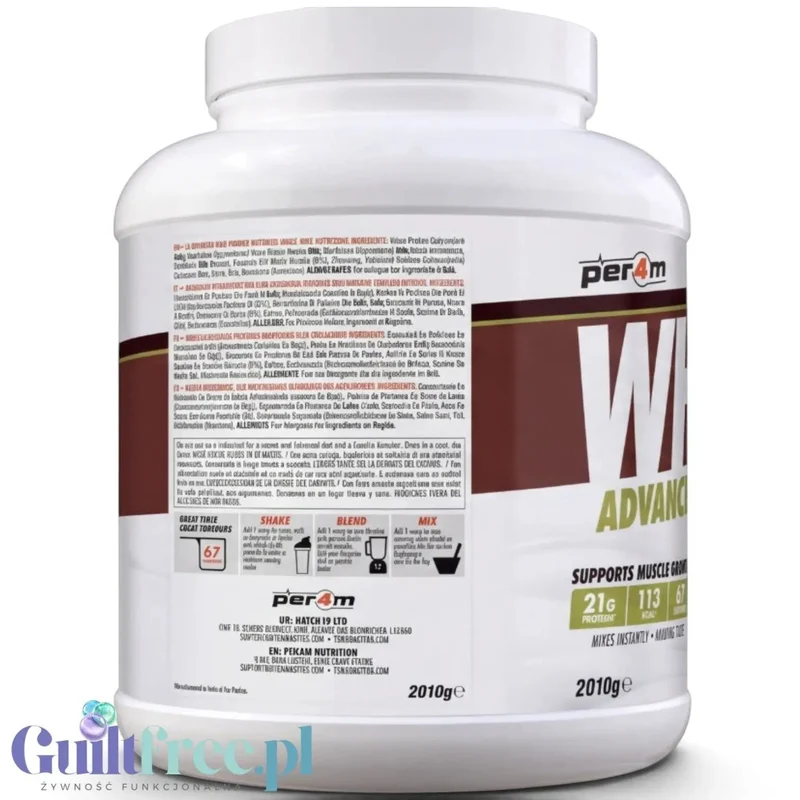 Per4M Whey Advanced Protein Dubai Chocolate 2010g - gęsta odżywka białkowa WPC, WPI & MPC o smaku Dubajskiej Czekolada
