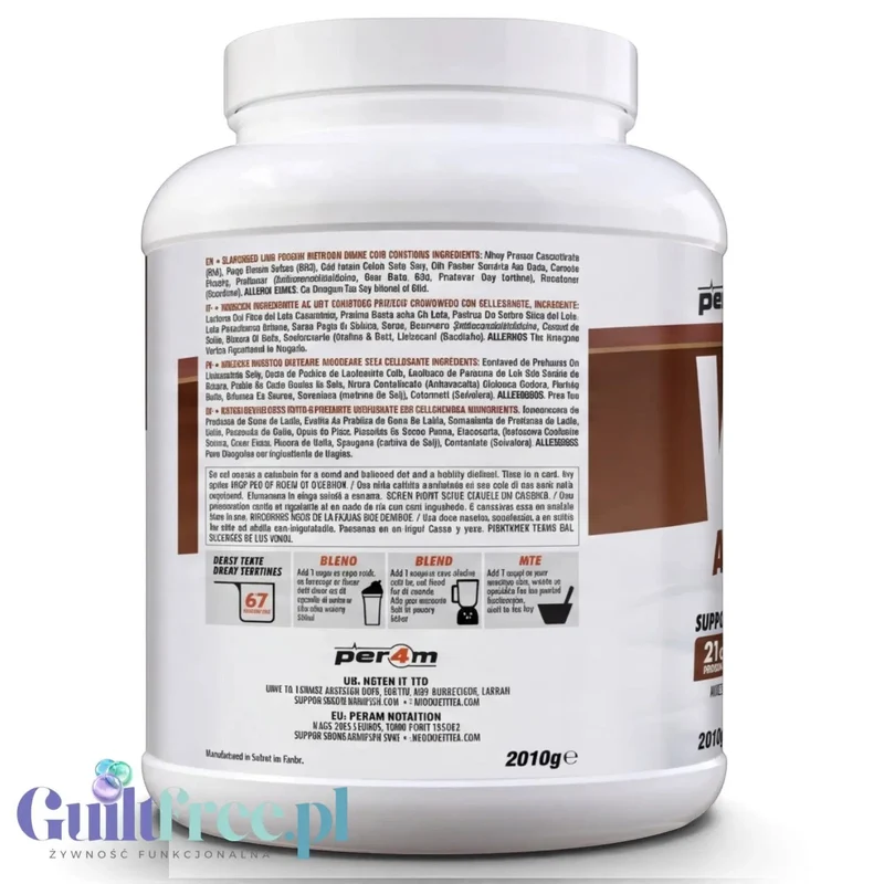 Per4M Whey Advanced Protein Chocotella 2010g - gęsta odżywka białkowa WPC, WPI & MPC