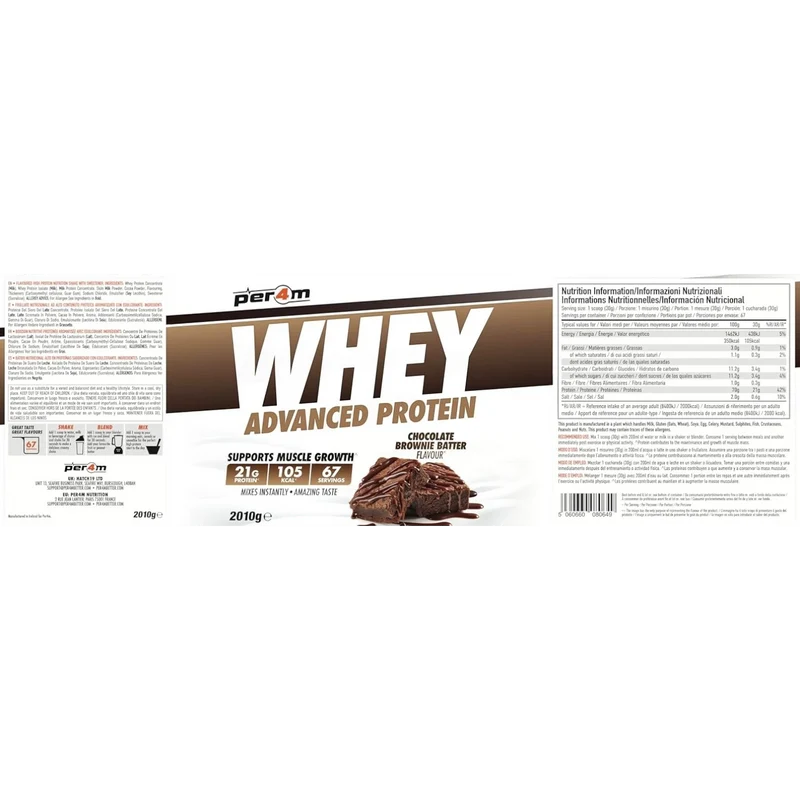Per4M Whey Advanced Protein Chocolate Brownie Batter 2010g - gęsta odżywka białkowa WPC, WPI & MPC