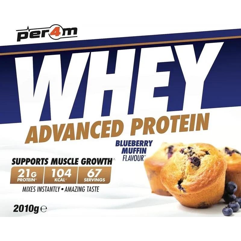 Per4M Whey Advanced Protein Blueberry Muffin 2010g - gęsta odżywka białkowa WPC, WPI & MPC