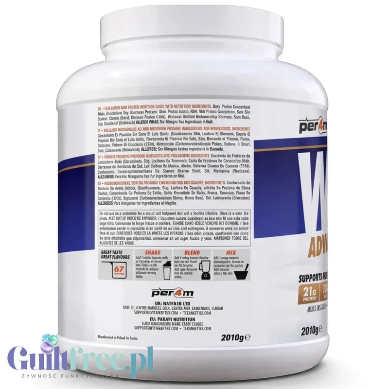 Per4M Whey Advanced Protein Blueberry Muffin 2010g - gęsta odżywka białkowa WPC, WPI & MPC