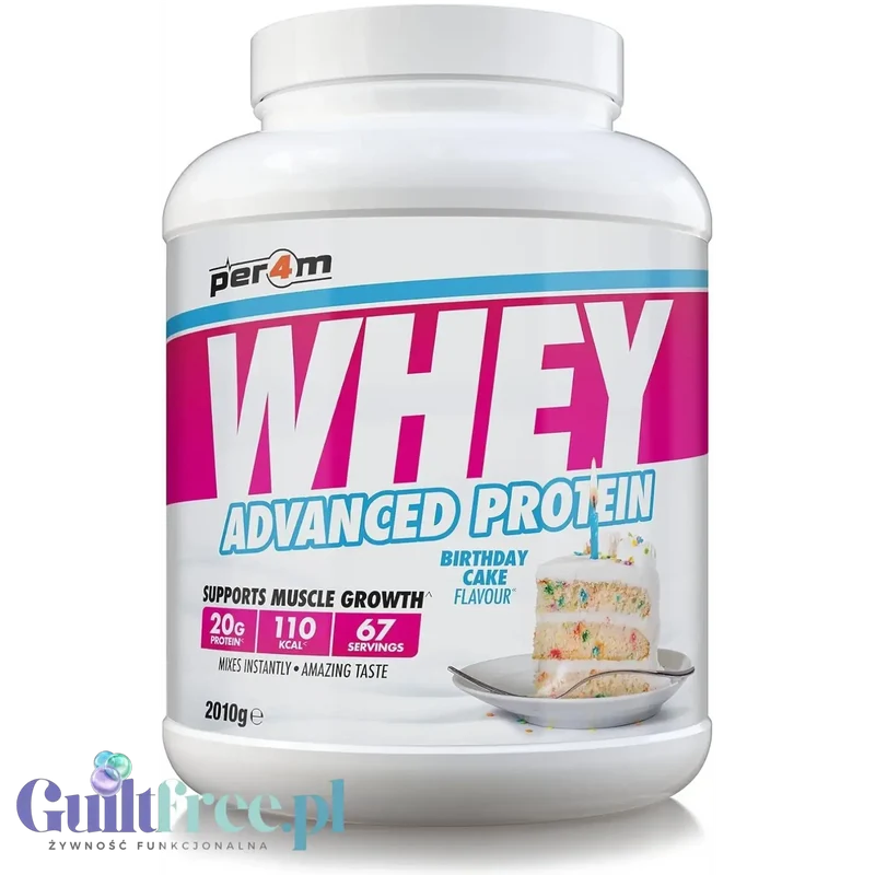 Per4M Whey Advanced Protein Birthday Cake 2010g - gęsta odżywka białkowa WPC, WPI & MPC