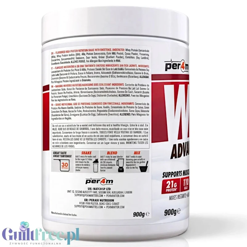 Per4m Whey Advanced Protein Red Velvet Cake 900g - gęsta odżywka białkowa WPC, WPI & MPC