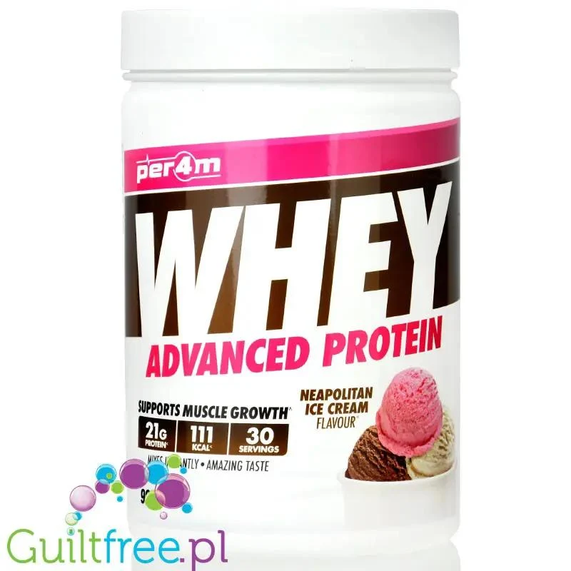 Per4m Whey Advanced Protein Neapolitan Ice Cream 900g - gęsta odżywka białkowa WPC, WPI & MPC