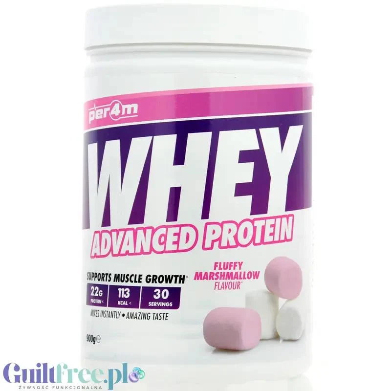 Per4m Whey Advanced Protein Fluffy Marshmallow 900g - gęsta odżywka białkowa WPC, WPI & MPC