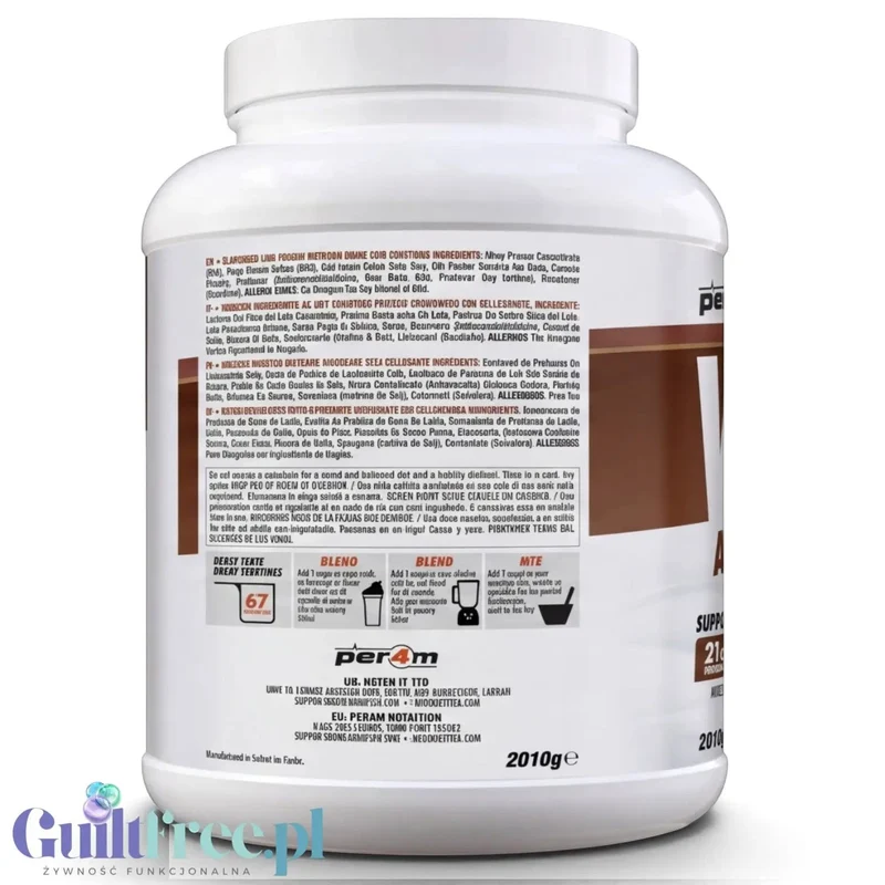 Per4M Whey Advanced Protein Double Chocolate 2010g - gęsta odżywka białkowa WPC, WPI & MPC