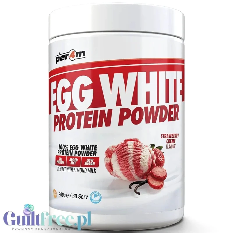 Per4m Egg White Protein Strawberry Creme 900g - odżywka białkowa z białek jaj albuminy