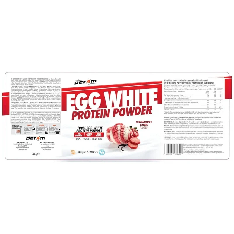 Per4m Egg White Protein Strawberry Creme 900g - odżywka białkowa z białek jaj albuminy