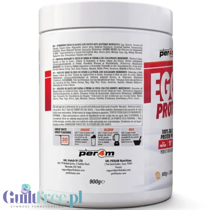 Per4m Egg White Protein Strawberry Creme 900g - odżywka białkowa z białek jaj albuminy
