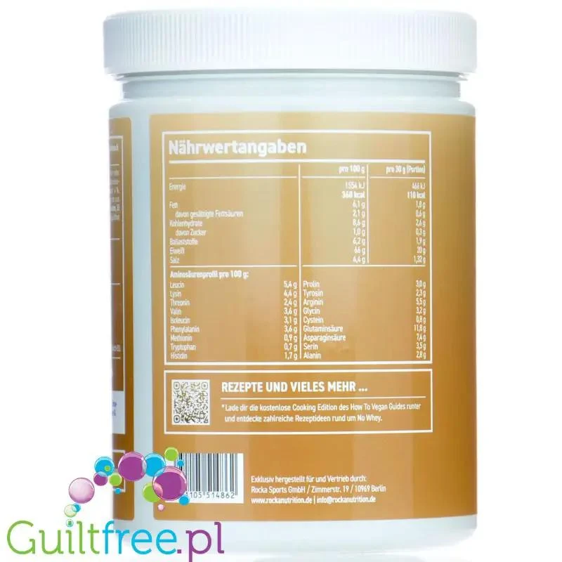 Rocka Nutrition NO WHEY Chocolate Peanut 300g - wegańska odżywka białkowa 5 źródeł białka, bez soi i glutenu