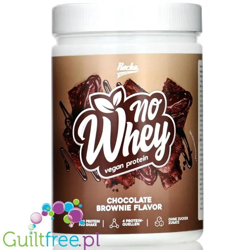 Rocka Nutrition NO WHEY Chocolate Brownie 0,3kg - wegańska odżywka białkowa 4 źródła białka, bez glutenu