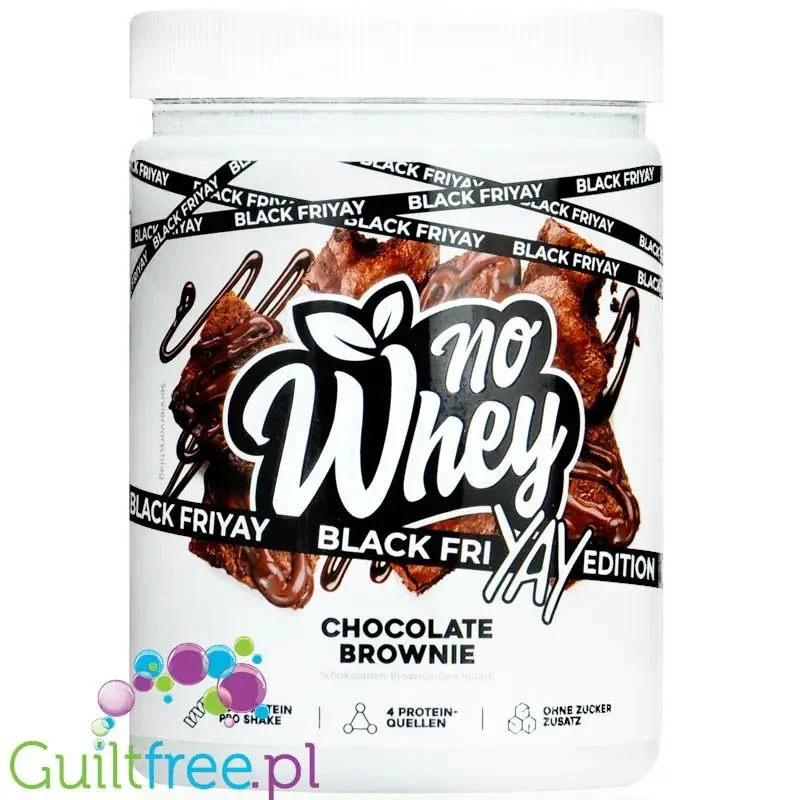 Rocka Nutrition NO WHEY Chocolate Brownie 0,3kg - wegańska odżywka białkowa 4 źródła białka, bez glutenu
