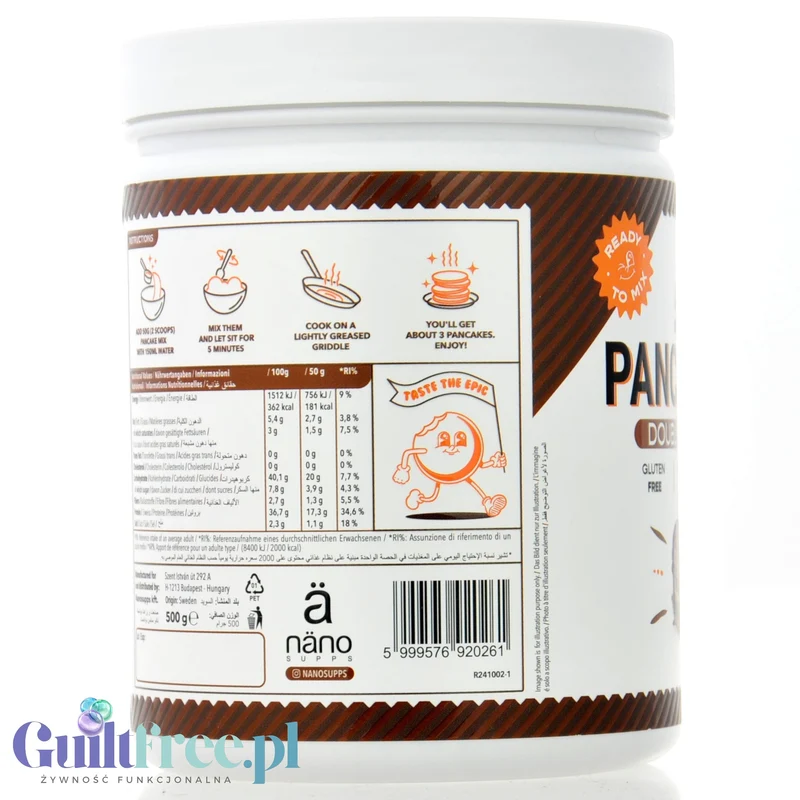 Nano Supps Protein Pancake Mix, Double Chocolate 500g - bezglutenowe naleśniki białkowe z czekoladą
