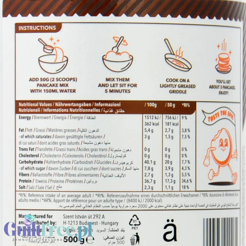 Nano Supps Protein Pancake Mix, Double Chocolate 500g - bezglutenowe naleśniki białkowe z czekoladą