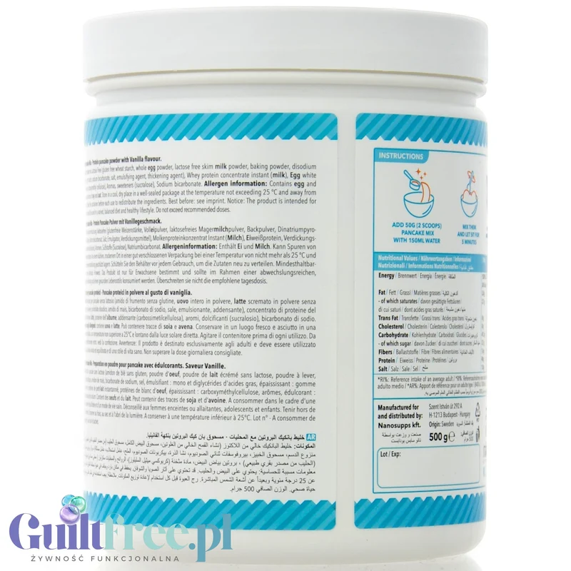 Nano Supps Protein Pancake Mix, Vanilla 500g - bezglutenowe naleśniki proteinowe o smaku waniliowym