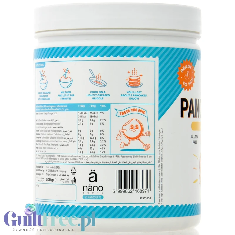 Nano Supps Protein Pancake Mix, Vanilla 500g - bezglutenowe naleśniki proteinowe o smaku waniliowym