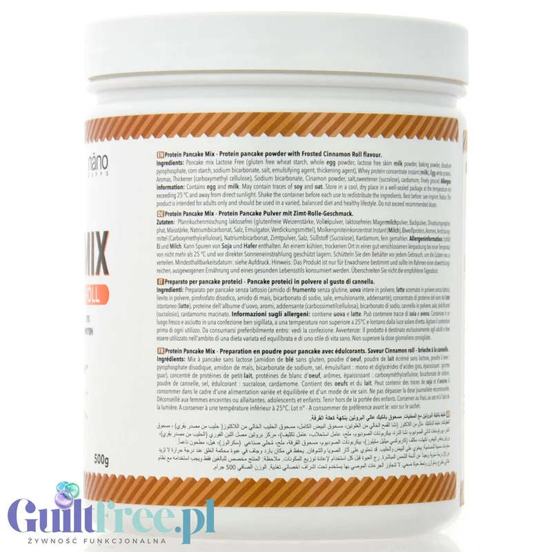 Nano Supps Protein Pancake Mix, Frosted Cinnamon Roll 500g - bezglutenowe naleśniki białkowe o smaku cynamonki