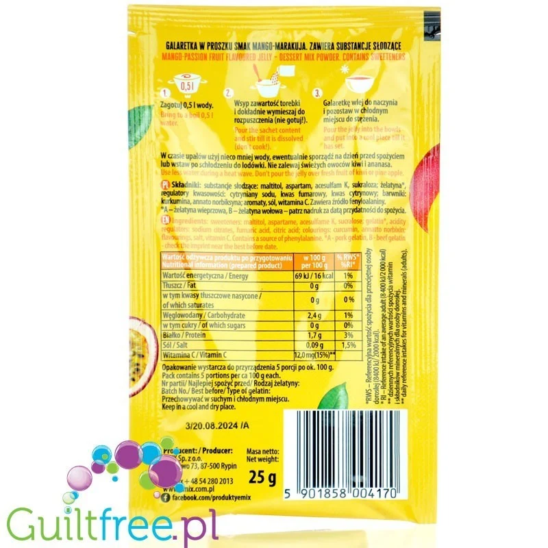 Emix Fit Galaretka Mango & Marakuja - galaretka bez cukru odpowiednia dla diabetyków