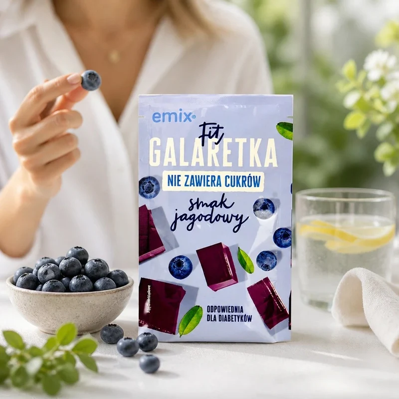 Emix Fit Galaretka Jagoda - galaretka bez cukru o smaku jagodowym