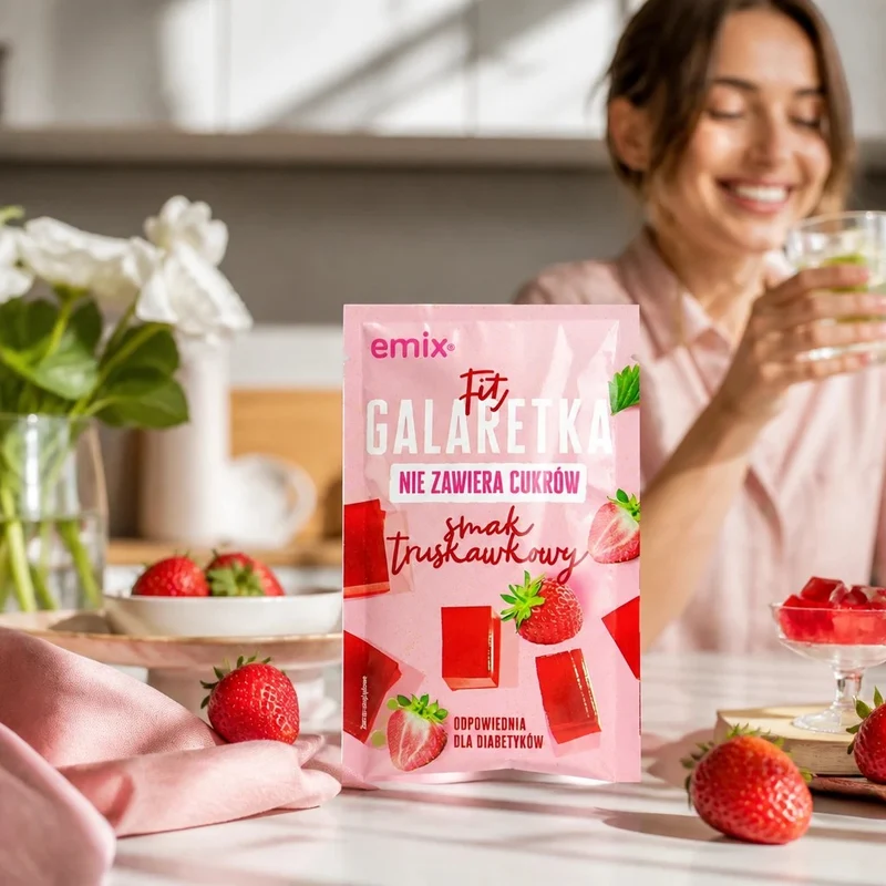 Emix Fit Galaretka Truskawka - galaretka bez cukru o smaku truskawkowym